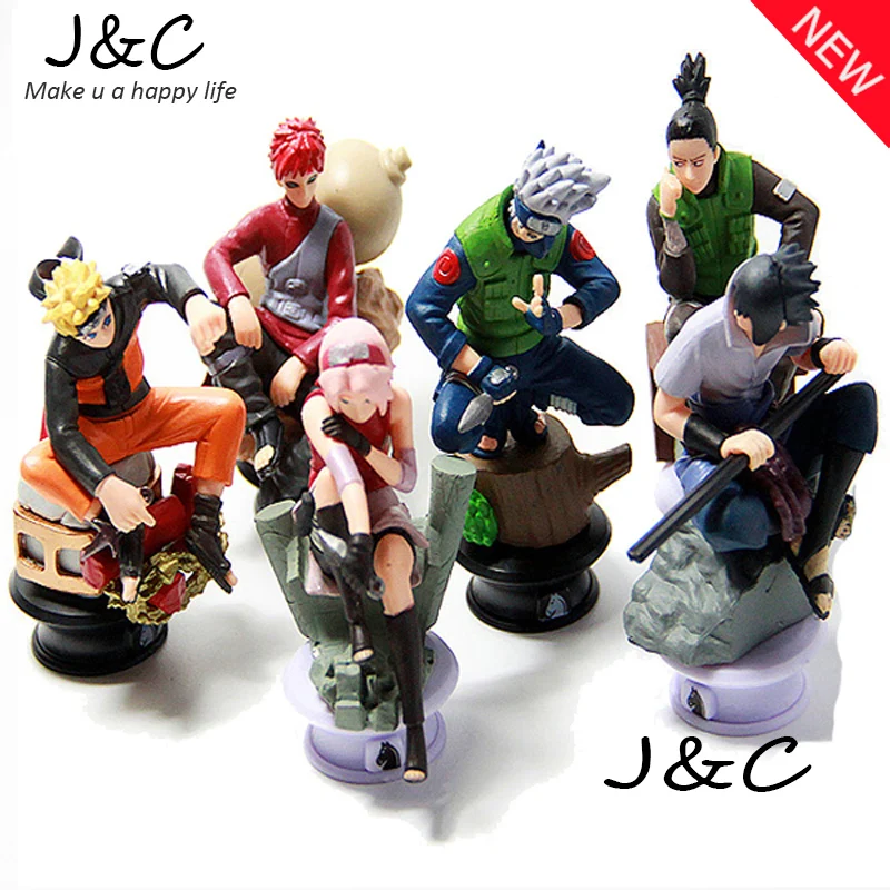

2016 New 6pcs/lot Naruto 8cm Chess Action Figure New Sasuke Ninja Model Toy PVC Action Toy Figure Children Toys Gifts