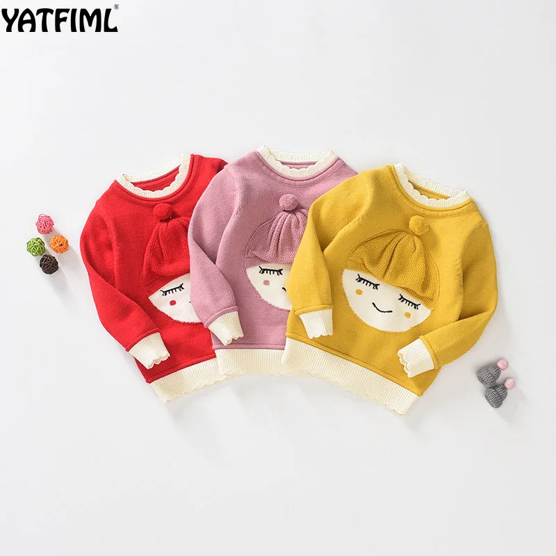 

YATFIML 2018 NEW lovely AUTUMN WINTER baby girl sweater Cardigan for girls Thick 0-5 Years old girl