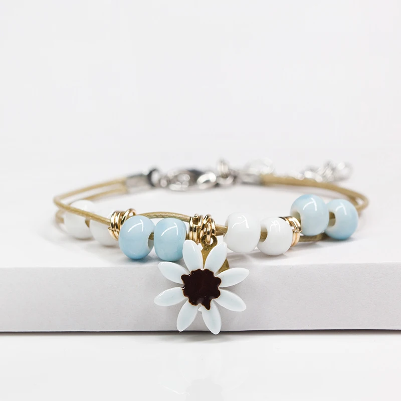 

Women's Ceramic hand made DIY Bracelets flower Artware Retro bracelet for woman girl gift Fashion Jewelery wholesale #5252