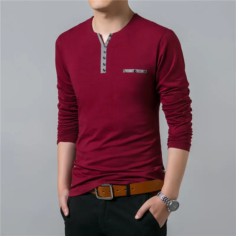 COODRONY Cotton T Shirt Men 2018 Spring Autumn New Long Sleeve T-Shirt Men Henry Collar Tee Shirt Men Fashion Casual Tops 7617 HTB139MnF7CWBuNjy0Faq6xUlXXaS - COODRONY Cotton T Shirt Men 2018 Spring Autumn New Long Sleeve T-Shirt Men Henry Collar Tee Shirt Men Fashion Casual Tops 7617