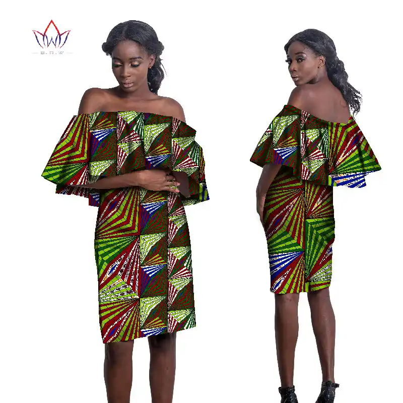 one shoulder print dress