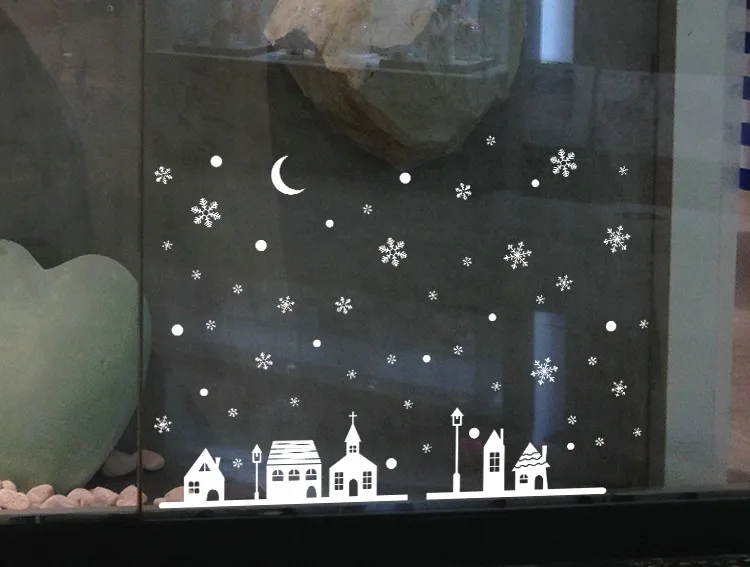 1 шт Рождественская декоративная наклейка съемные наклейки для окон Рождественская стеклянная Наклейка на стену с Рождеством стикер снежинки