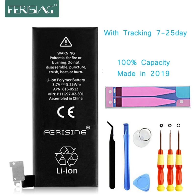 

2019 New 100% Original FERISING Phone Battery For iPhone 4 4G Capacity 1420mAh Repair Tools 0 Cycle Replacement Batteries