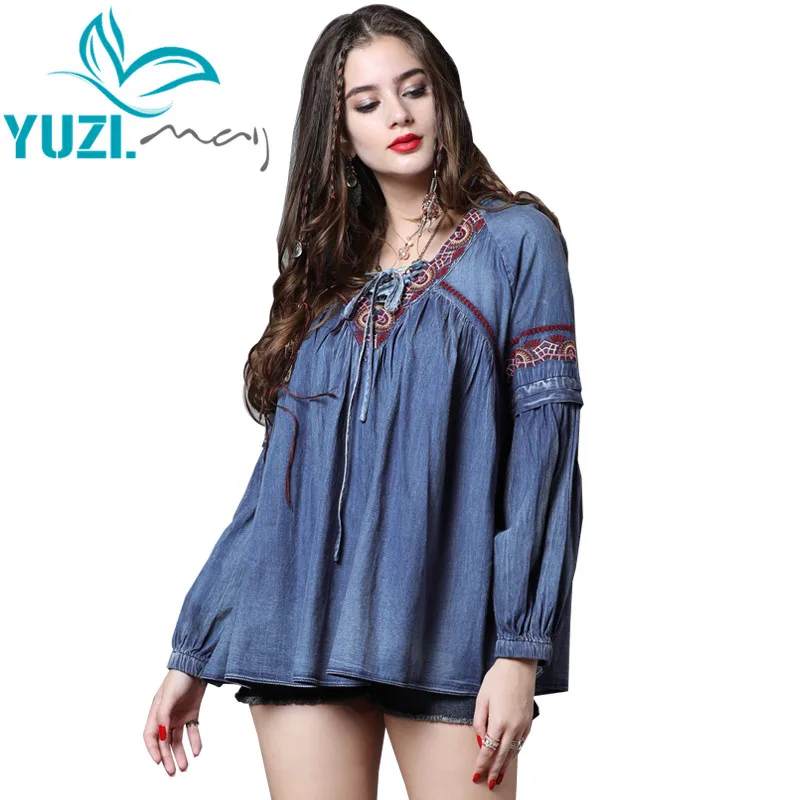 yuzimay-–-chemise-en-denim-pour-femmes-col-en-v-manches-longues-lanterne-vintage-broderie-ample-boho-b9261-2018