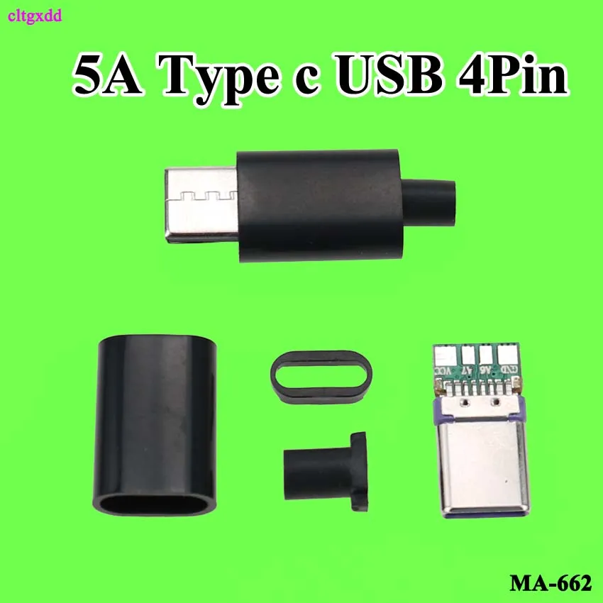 Cltgxdd 2PCS упак. 5A Тип c DIY Собранный USB Pulg Мужской Разъем зарядный кабель адаптер