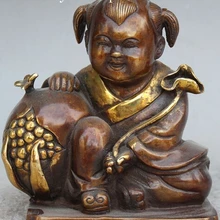 Bi003602 " китайская народная бронзовый свинка богатство лотос Граната девушки Девственниц лаки статуя