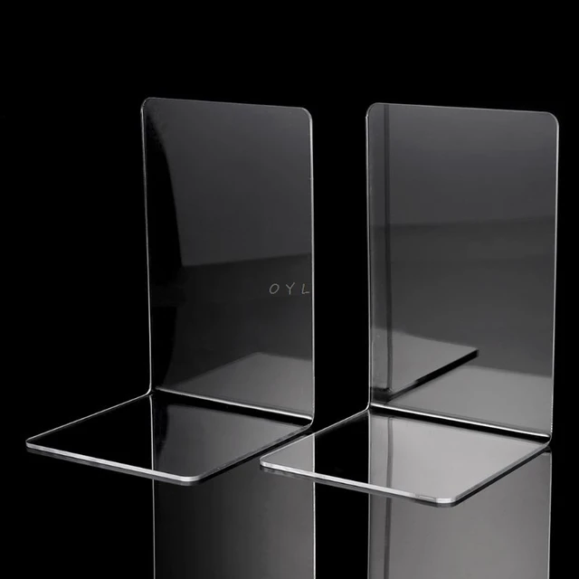 2Pcs Clear Acrylic Bookends L-shaped Desk Organizer Desktop Book Holder School Stationery Office Accessories 1