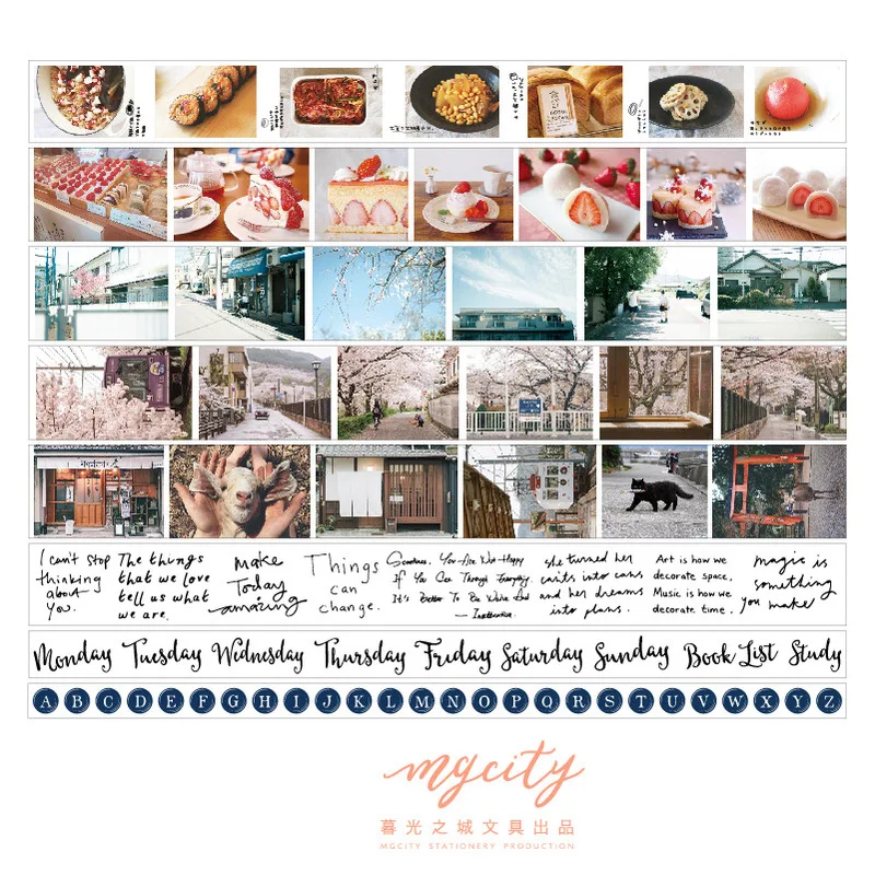 

Retro Japanese house letter/number/week plan/ sakura view sticker Decorative Washi Tape DIY Scrapbooking Masking Tape Escolar