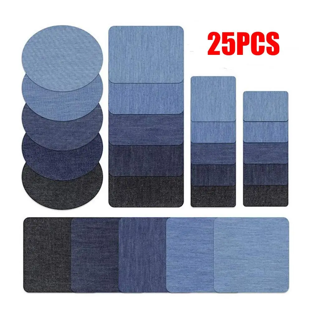 

25 Pcs Jeans Patch Iron On Patches Repair Elbow Knee Denim Small Patches For Clothes DIY Stickers Home Sewing Accessories Q69
