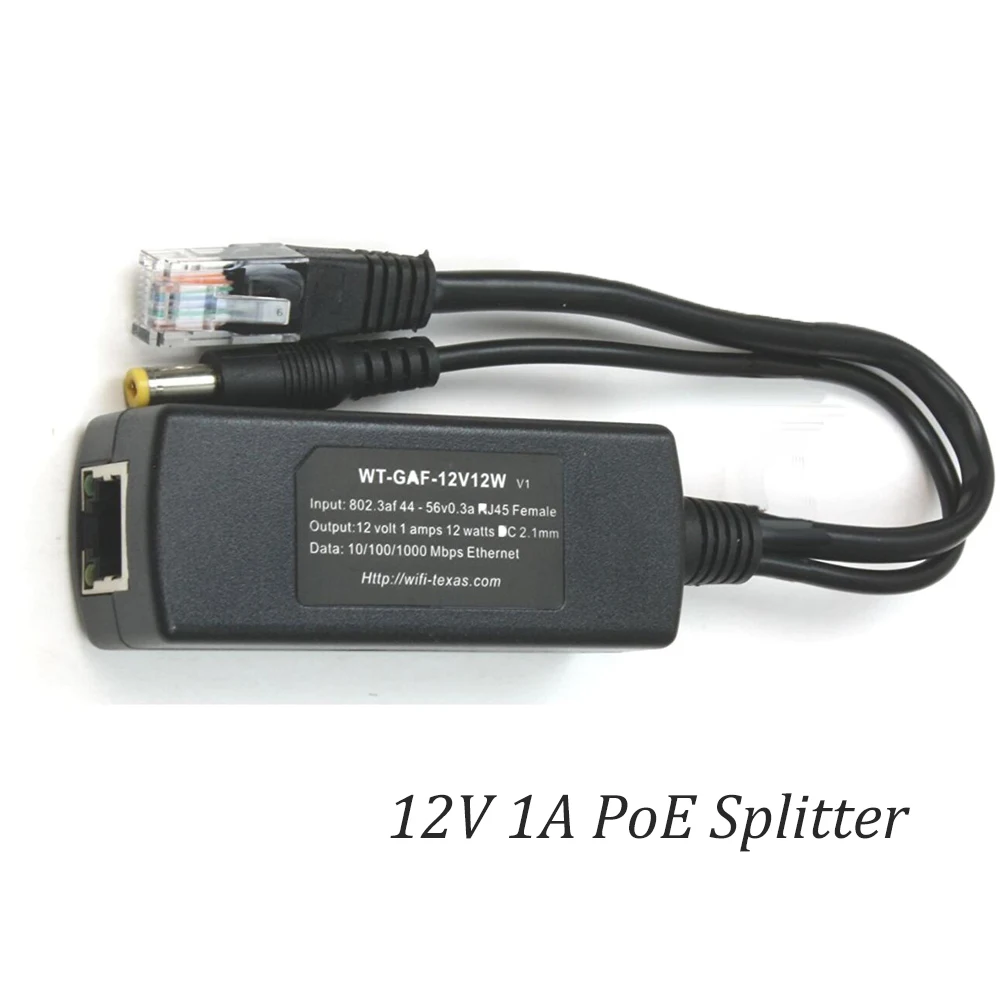 

12V 1A POE splitter Gigabit 802.3af/at POE converter for 12V security camera