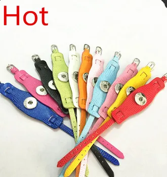 

Fashion SE0090 DIY 10pcs mixed Leather Trendy snap Bracelets 21CM fit 18MM snap buttons jewelry wholesale