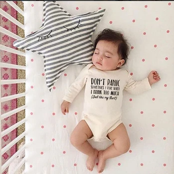 

Don't Panic Just Like My Aunt Letters Print Little Girls Boys Clothes Baby Long Sleeve Bodysuit White Onesie Outfits
