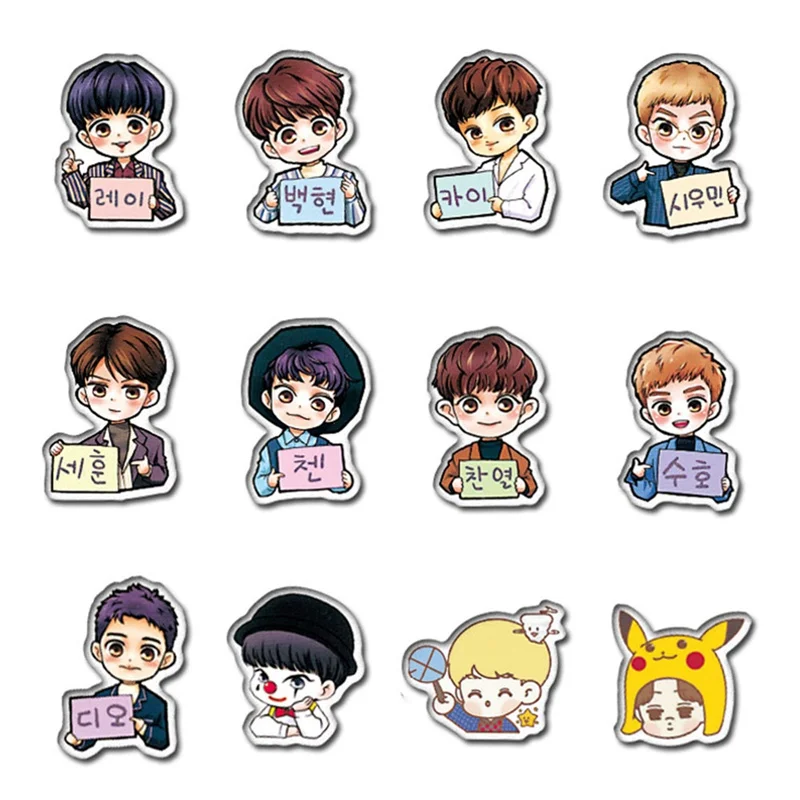 

59/60/100pcs /set Creative Cute EXO Q Version Boys PVC Stickers Decorative Stationery Stickers For Album Skateboard Notebook