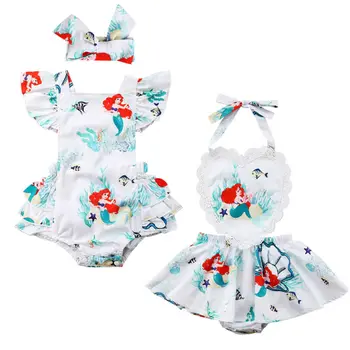 

2019 New Toddler Infant Baby Girls Lace Mermaid Toddler Girls Romper Jumpsuit Outfits Clothes Summer Clothing Set
