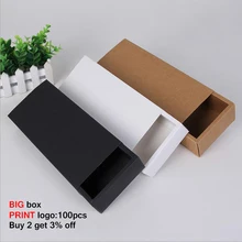 10 шт. большая подарочная коробка, ящик ручной работы, Подарочная коробка из крафт-картона, упаковочные коробки, бумажная белая черная упаковка, Заказная коробка Geschenkbox