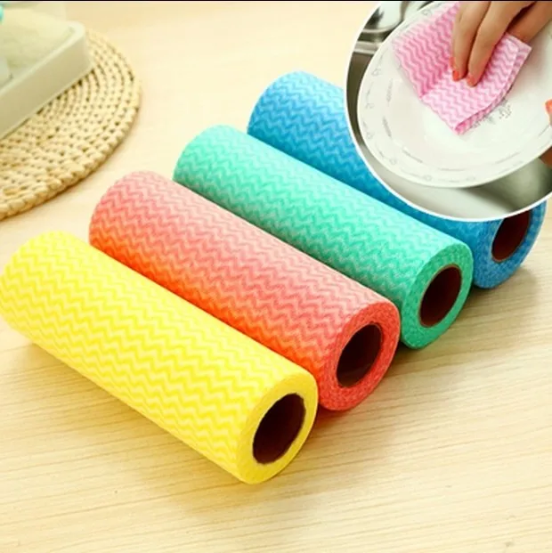 

50pcs/roll kitchen rags home washing dish Multifunctional Cleaning Tools Non-stick Oil Wiping Rags Towel car wash rags
