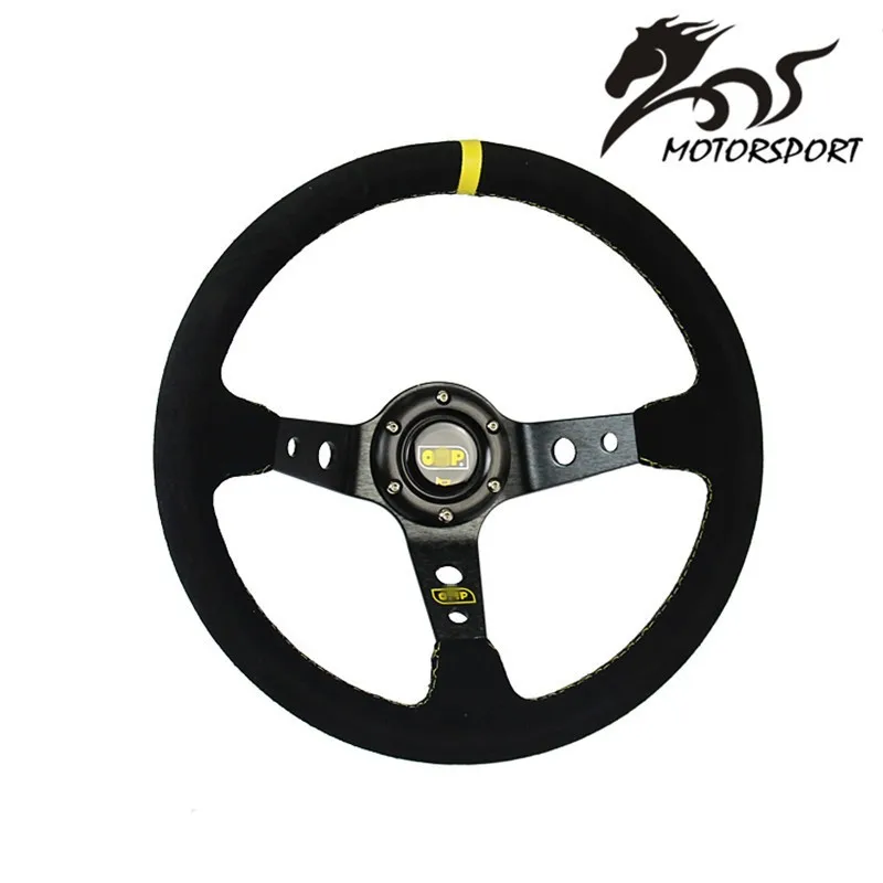 Stormcar 14 pulgadas 350mm OMP profundo maíz volante a la deriva/volante de cuero de gamuza