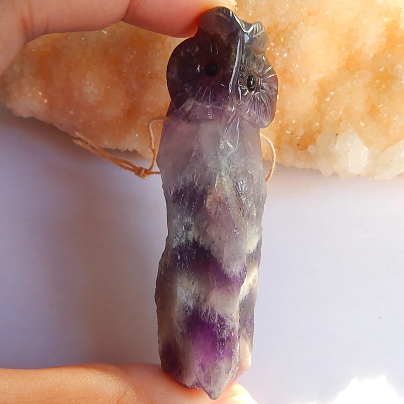 

Natural Stone Nugget Amethyst Necklace Pendant 69x19x17mm 35.4g semiprecious Stone Trendy Jewelry Birthday Accessories