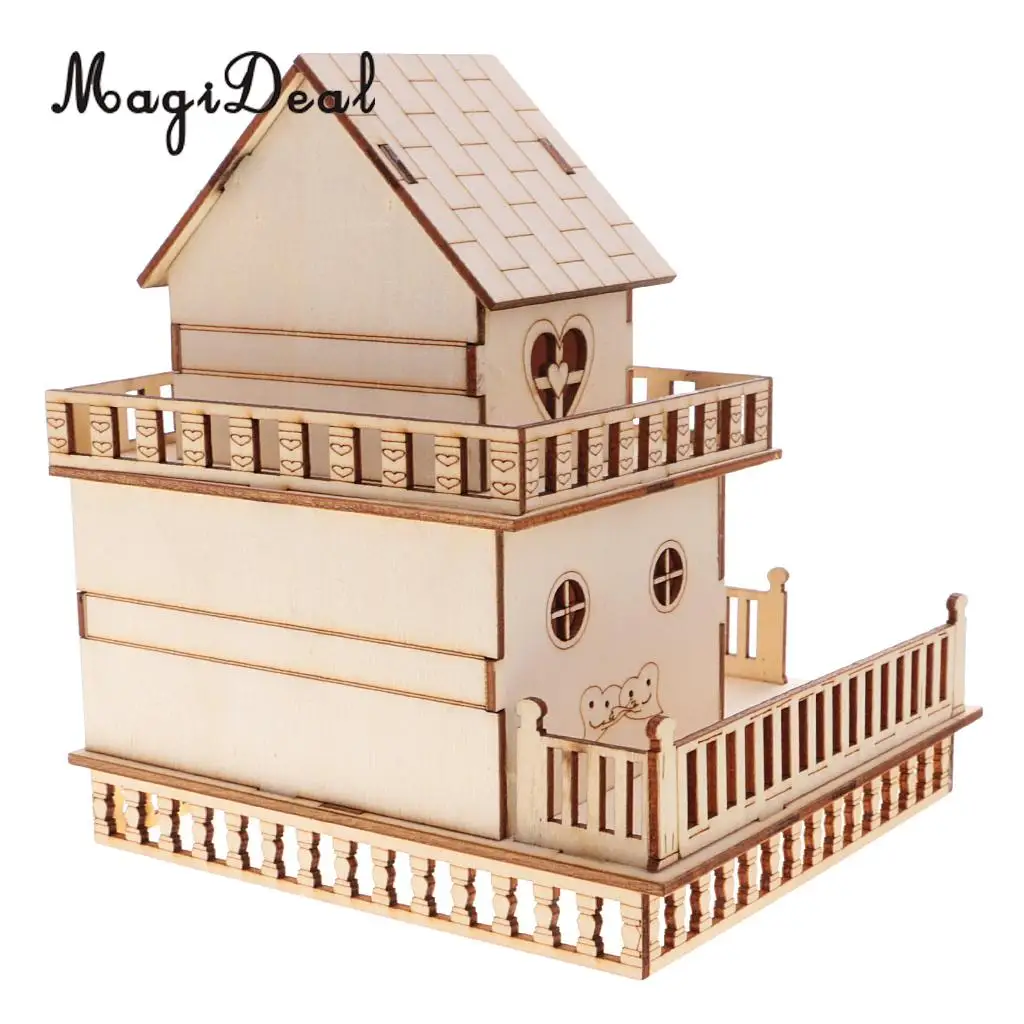 MagiDeal Wooden 3D China House Villa Model Construction with LED Lights Home Decor for Friends Lover Family Kids Birthday Gift