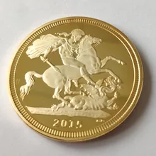 Британская монета соверен, 1 сувенирная монета. 999 Bullion Золотая круглая монета, позолоченные монеты 1 унций. 40*3 мм, 2 шт