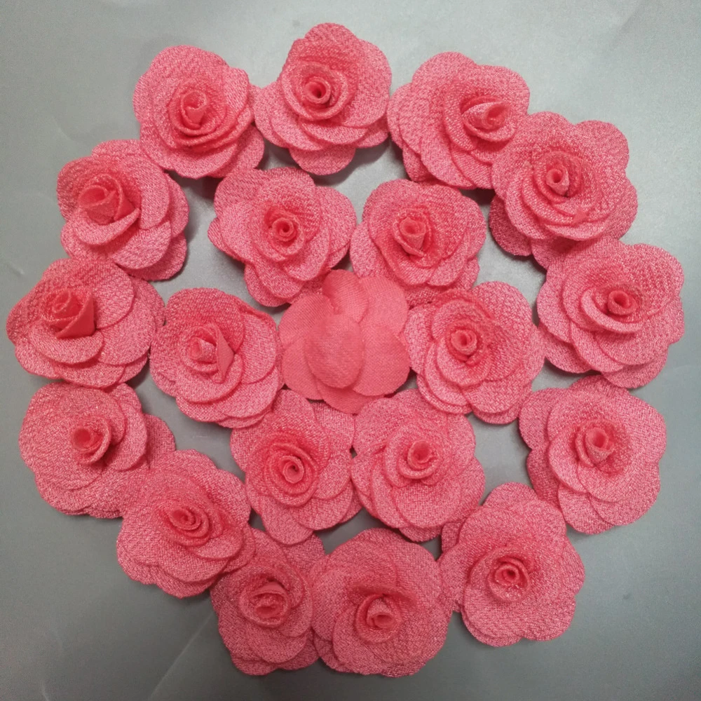 20pieces Bag Watermelon Red Color Rose Handmade 3 5cm Fabric Roses Cotton Cloth Flower Hand Diy Wedding Bouquet Hair Accessories Artificial Dried Flowers Aliexpress