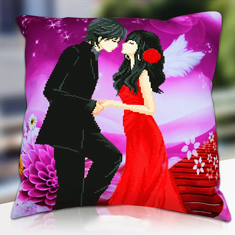 

Diy printed cross stitch pillow kit embroidery needlework sets counted cross-stitch kits patterns paintings accessories fabric