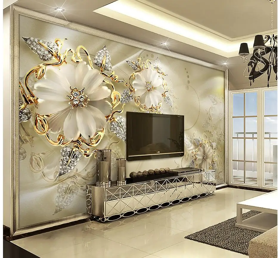 custom 3d photo wallpaper European style palace jewelry flowers