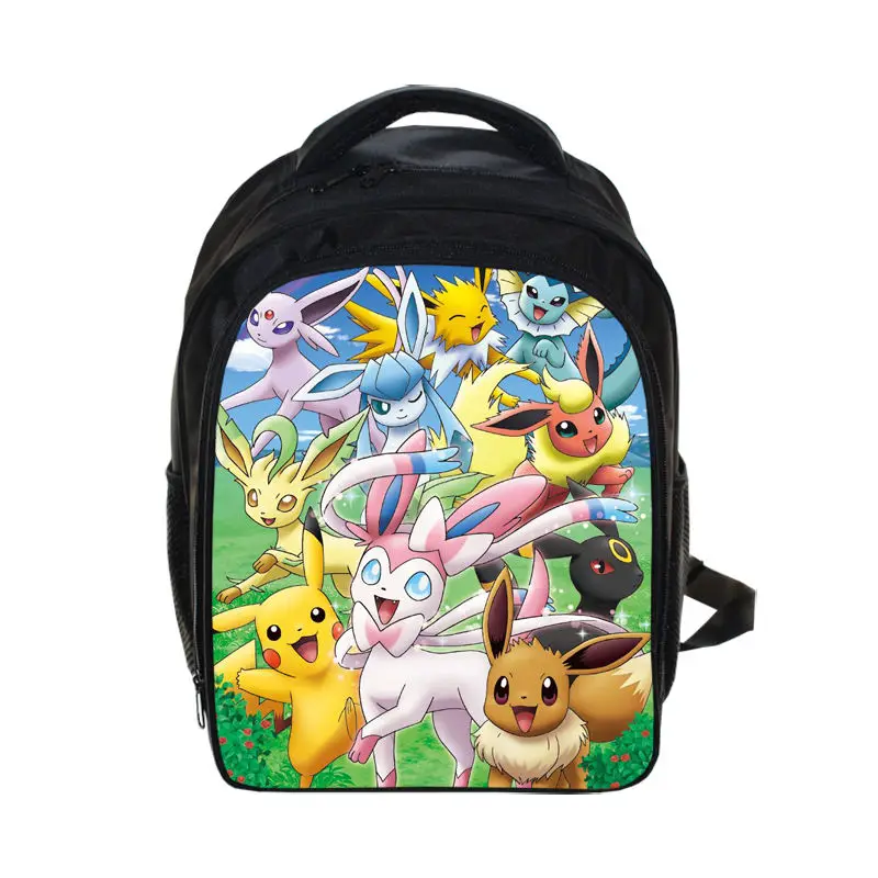Cartoon Pikachu Eevee Printing Backpack Kids Boys Girls School Bags Cut