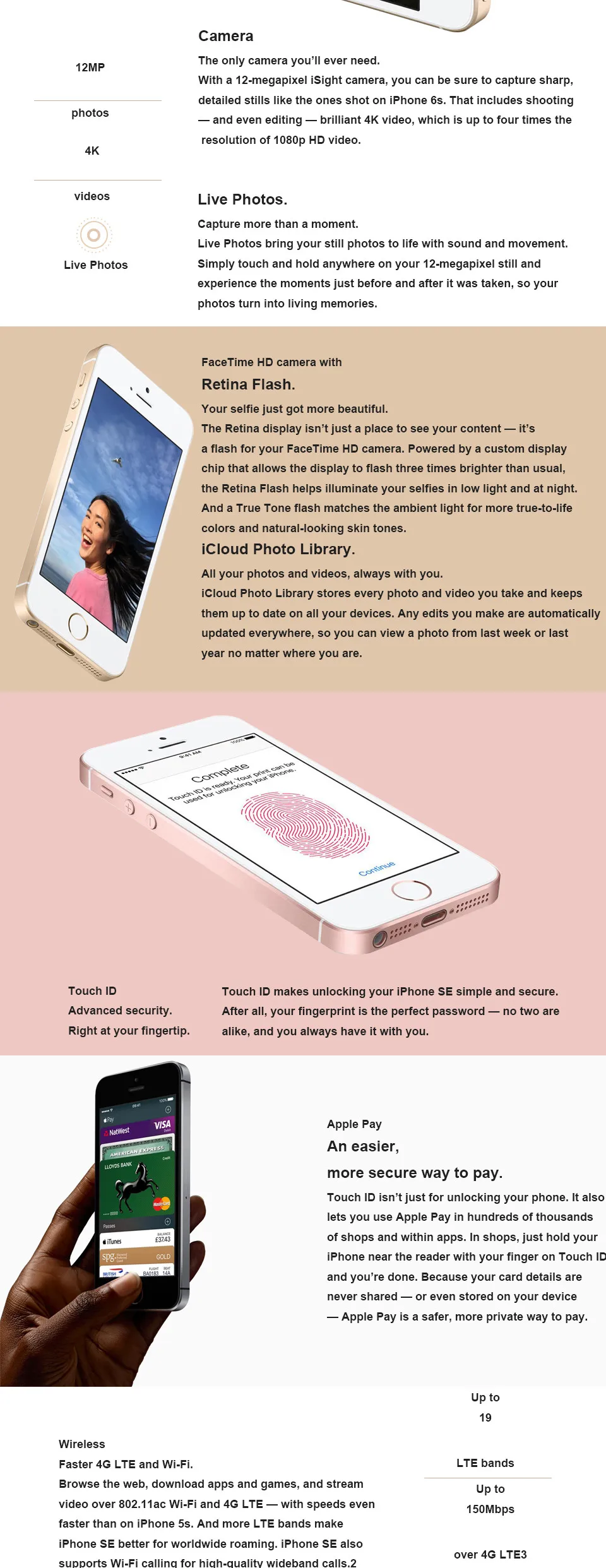 Разблокированный Apple iphone SE, мобильный телефон, 4 аппарат не привязан к оператору сотовой связи 4,0 '2 Гб Оперативная память 16/64GB Встроенная память A9 двухъядерный за счет сканера отпечатков пальцев Подержанный мобильный телефон iphone se