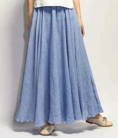 Amourlymei, летняя женская юбка, одноцветная, повседневная, винтажная, хлопок, лен, длинные юбки, эластичная, высокая талия, плиссированные, макси юбки, Faldas - Цвет: Photo Color