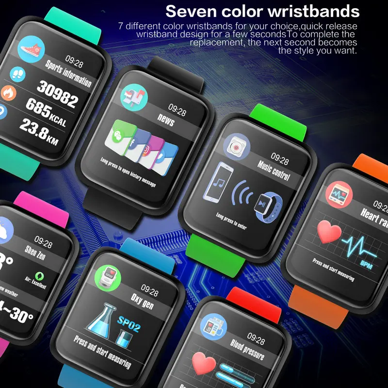 Новинка, спортивные 3 Смарт-часы, мужские, кровяное давление, IP68, водонепроницаемые, фитнес-трекер, часы, умные часы для IOS, Android, носимое устройство