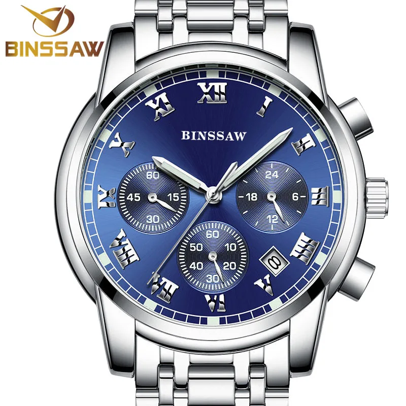 BINSSAW new 2016 men quartz stainless steel fashion Sports watch luminous calendar watch original luxury brand