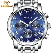 BINSSAW nouveau 2016 hommes quartz en acier inoxydable de mode montre De Sport lumineuse calendrier montre d’origine marque de luxe relogio masculino
