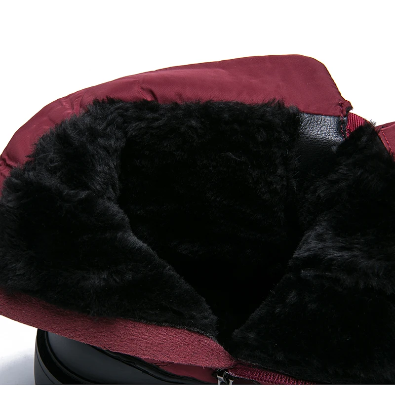 AIMEIGAO High Quality Warm Fur Snow Boots Women Plush Insole Waterproof Boots Platform Heels Red Black Winter Women Boots
