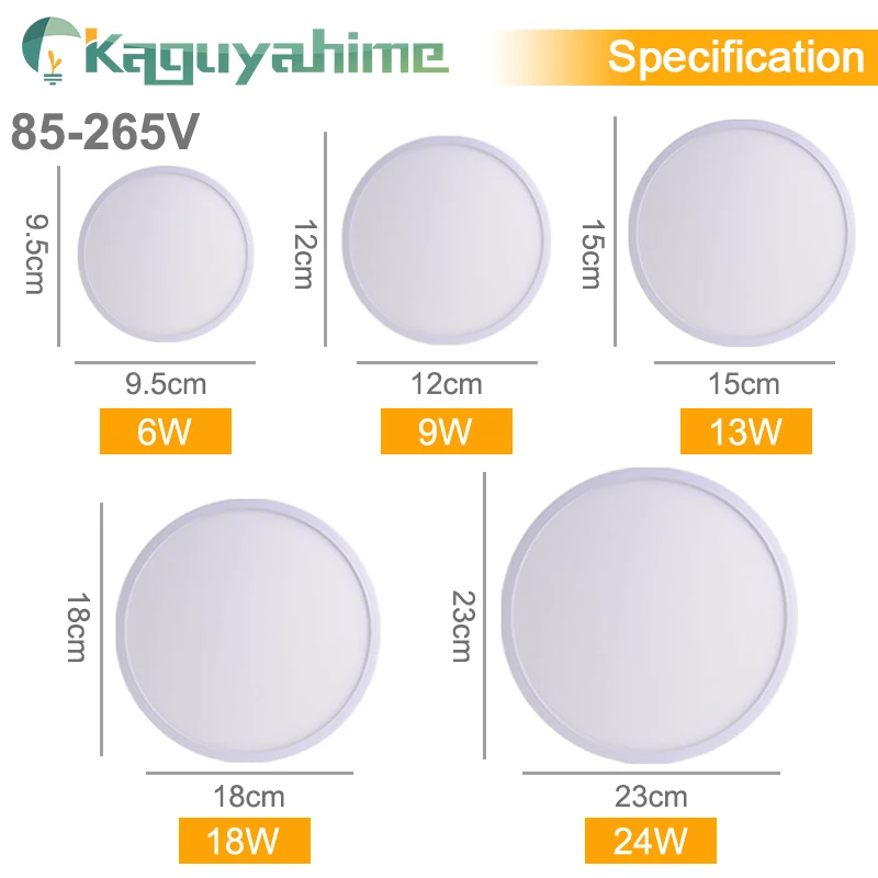 Kaguyahime настенный светильник светодиодный настенный светильник AC 85-265 в 6 Вт 9 Вт 18 Вт ультра тонкий светильник поверхностного монтажа внутреннего освещения современное домашнее освещение