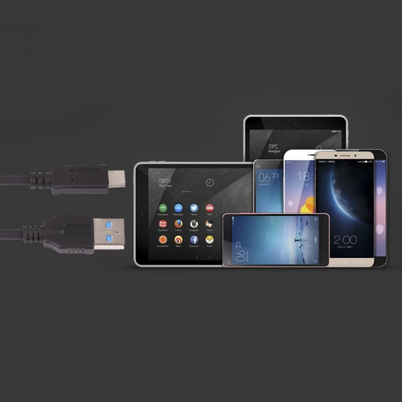 Кабель типа C к USB 3,0, Штекерный соединитель USB-C-типа A, двухсторонний кабель для передачи данных для samsung S8, Xiaomi, huawei, 1 м, 1,8 м, 3 м