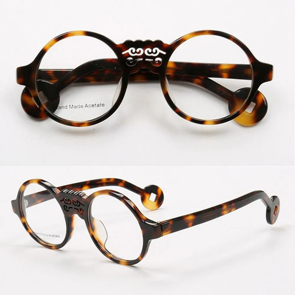 

Vintage Round Acetate Tortoise Eyeglass Frames Full Rim Men Women Rx able Top Quality