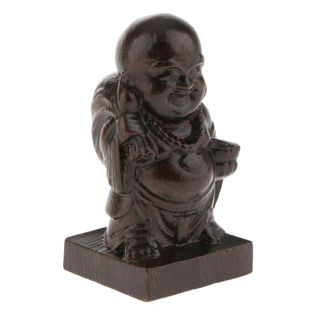 Wood Glazed Buddhist Buddha Statue Decor Fengshui Ornament Figurine Model Home Garden Shop Office Display