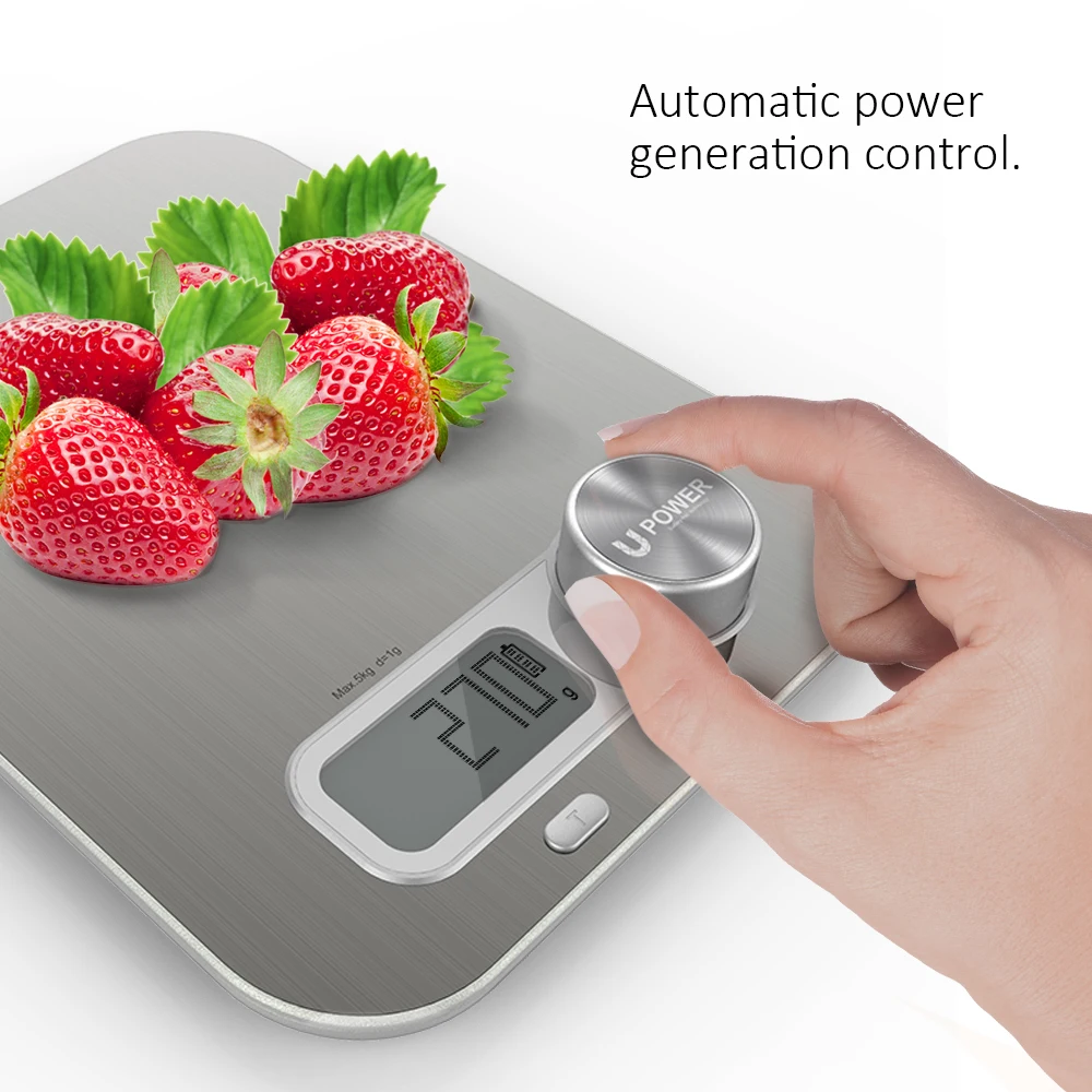 Homgeek 5kg/1g Battery Free Kitchen Scale with Large LCD Display Scales