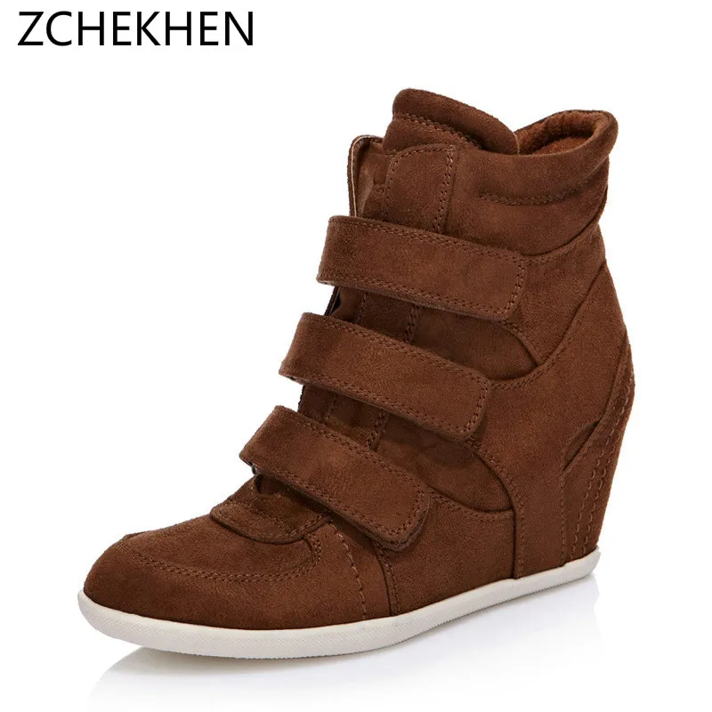 

2019 Spring Autumn snow boots Woman Height Increasing wedges Platform Shoes Women Breathable Sneakers High Top Casual Shoes