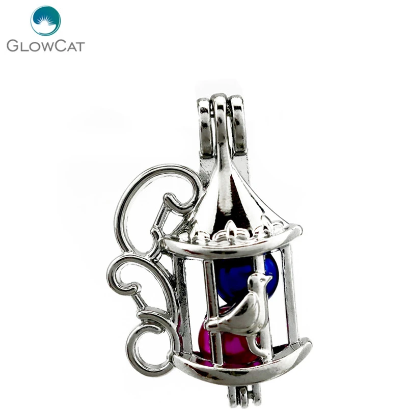 K687 Bird Cage Beads Cage Locket Necklace Essential Oils Diffuser 