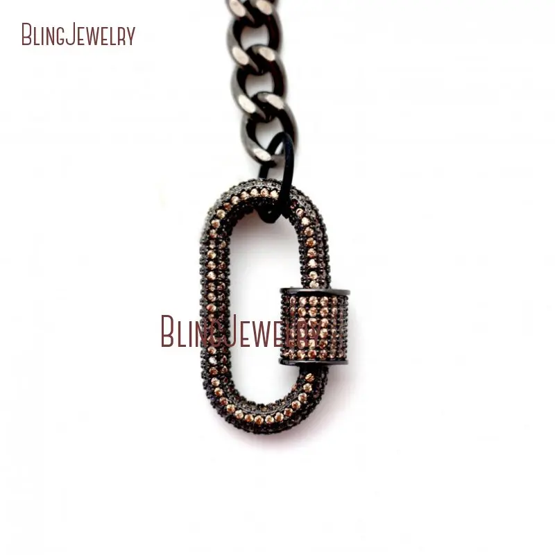 20190404-NM26353-micro pave screw clasp gunmetal plated chain necklace carabiner lock necklace_8