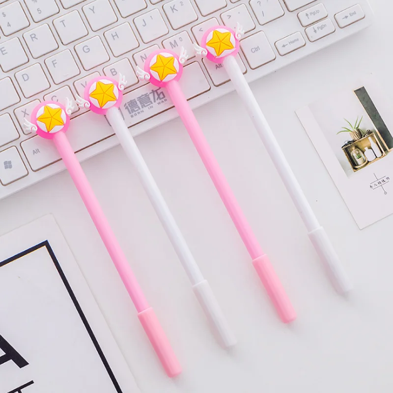 

4 Pcs/set Cartoon Sakura Card Captor Wings Stars Gel Ink Pen Cute Stationery Student Office School Water Gel Pen Signature Pens