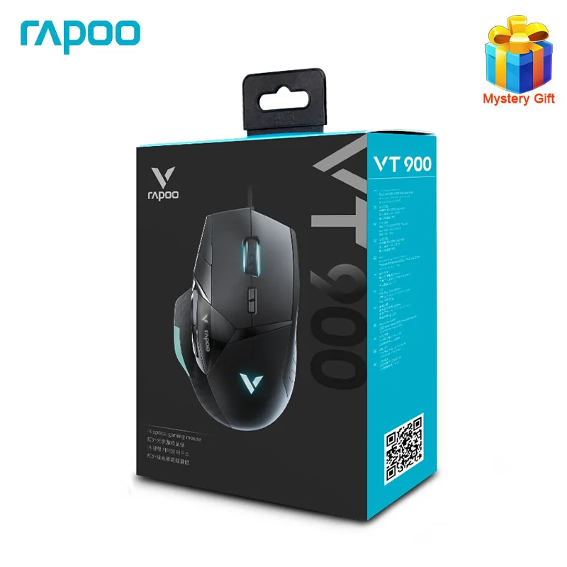  Rapoo VT900 E-sports Gaming Mouse IR Optical Wired Mouse with 16000DPI 10Programmable Buttons for M