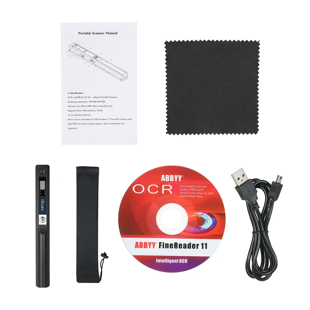 iScan Portable Scanner Mini Handheld Document Scanner A4 Book Scanner JPG and PDF Format 300/600/900 DPI for scanning documents clearscanner