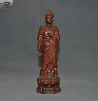 

christmas Old Tibet Buddhism Boxwood Wood Hand Carved Sakyamuni Shakyamuni Buddha Statue New Year