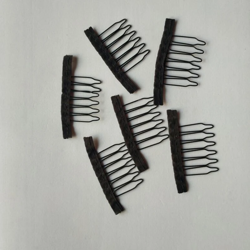black cloth wig combs 6 teeth hair wig clips for full lace wig cap wig accessories 3