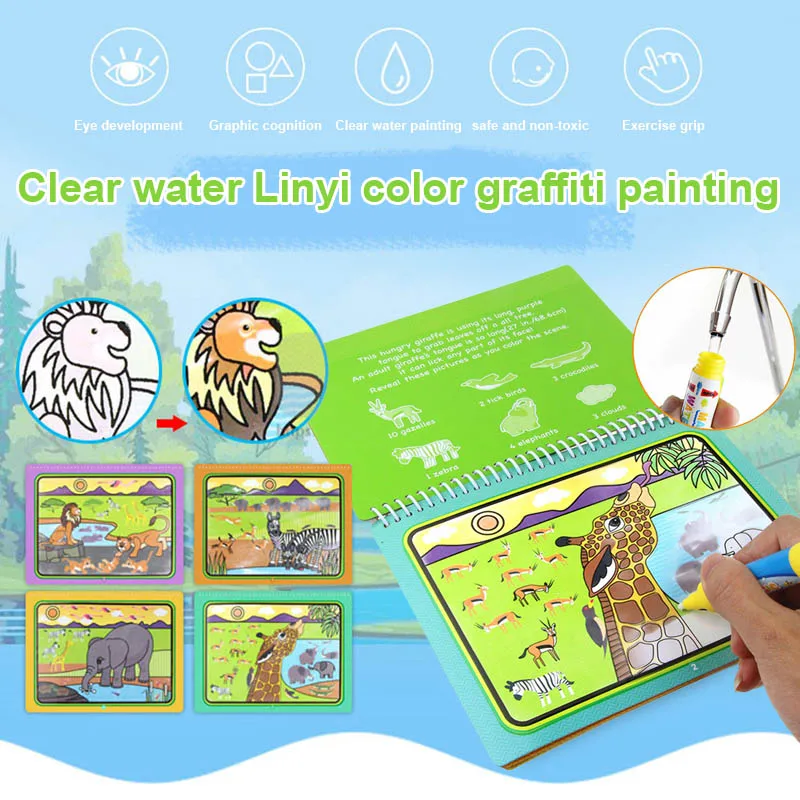 

Reusable Water Painting Book Coloring Magic Doodle Drawing Board For Kids Children Toy BM88