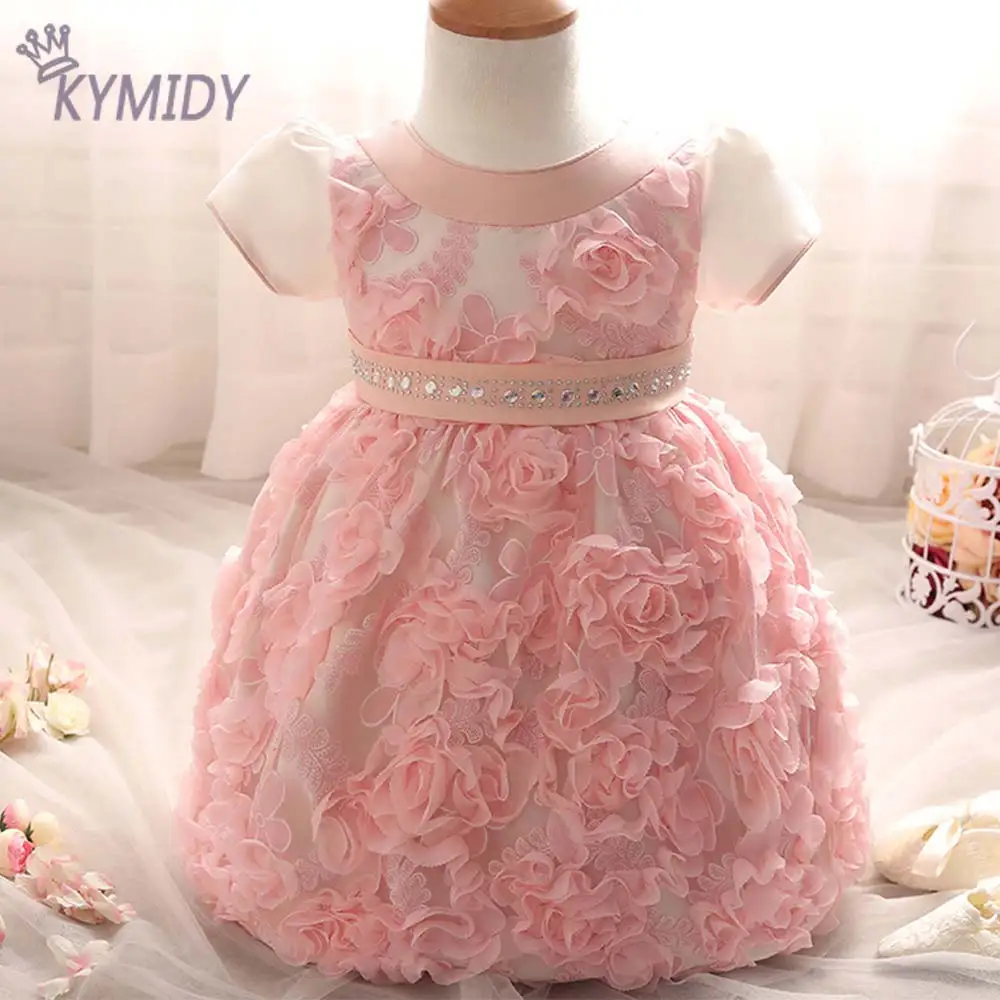 2017 Spring 3D Flower Baby Girl Dress Luxury Infant Party Dress for
