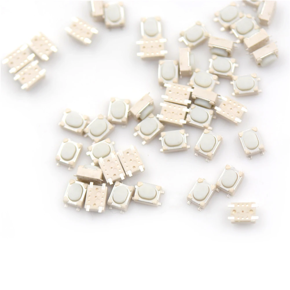 

50PCS SMD 4Pin 3*4*2.5mm White Tactile Tact Push Button Micro Switch Momentary Fast shipping